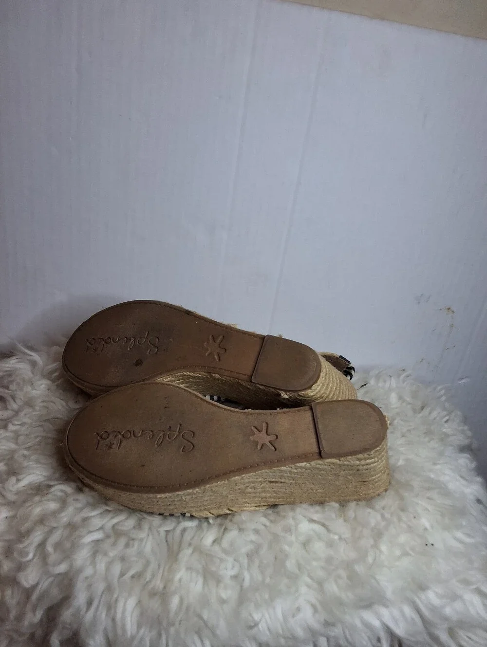 Splendid Women’s 9.5 Navy White Striped Espadrille Platform Wedge Sandals